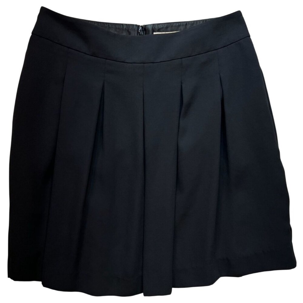 Banana Republic Women's Pleated Mini Skirt Stretch Sz 2 Black Lightweight Zipper